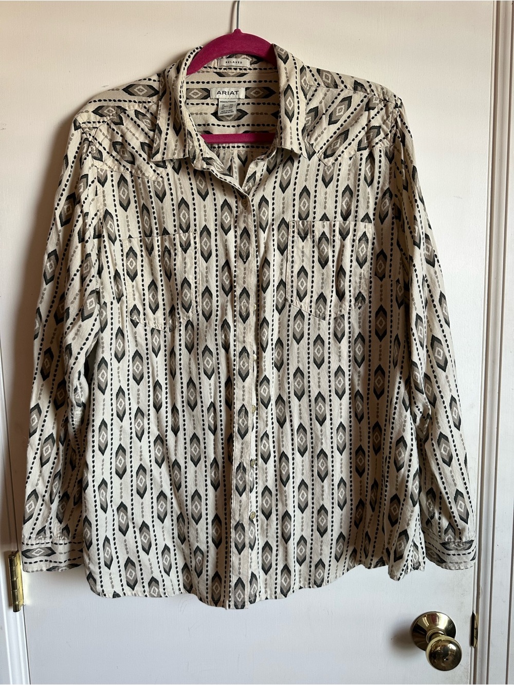 Ariat Cream & Black Patterned Western Shirt